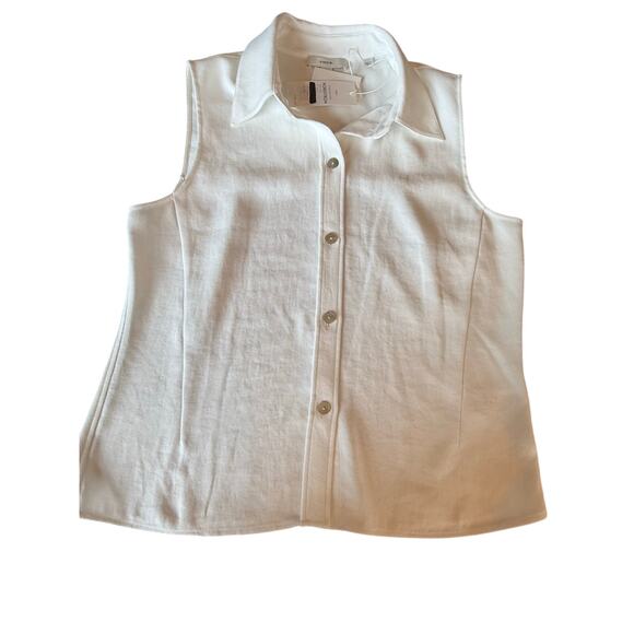Vince Tops - Vince Women's Sleeveless Button Up Blouse Medium White Collared Essential $295